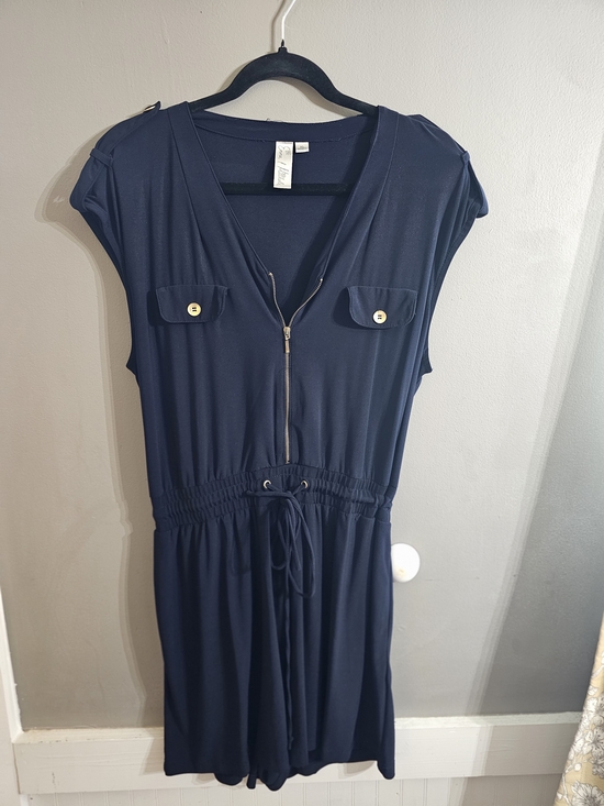 Emma & Michele Pants - Emma & Michele Navy V-Neck Romper Shorts